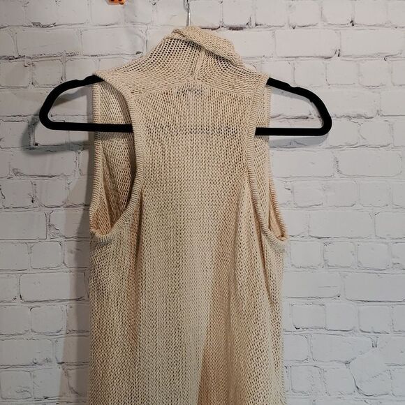 Cabi tan linen blend open front sweater vest size M - Picture 7 of 8